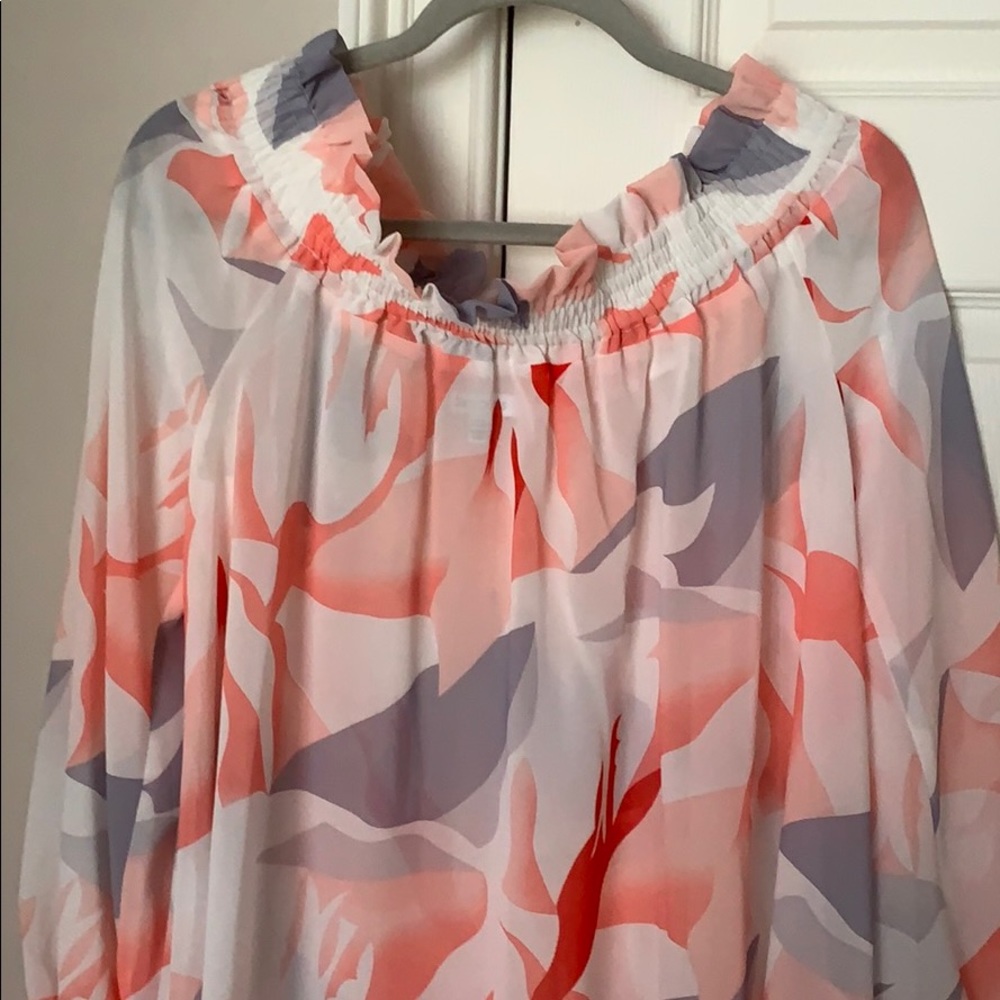 Off shoulder pastel long sleeve blouse